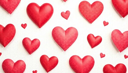 Seamless pattern of red hearts on a white background, Valentine's Day, love