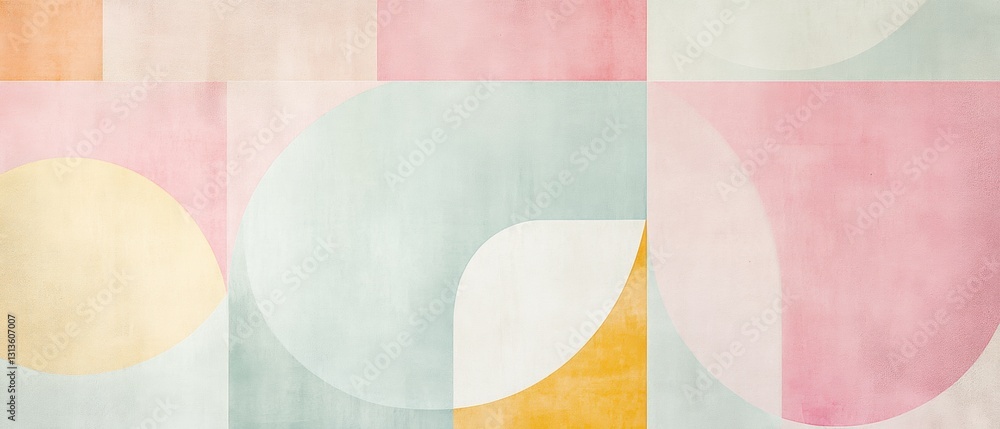 Poster abstract modern geometric pattern in soft pastel colors featuring circles and shapes for contemporar
