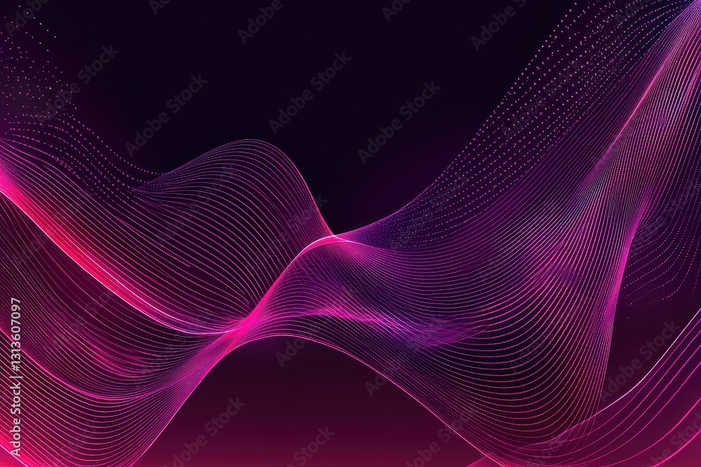 Aufkleber abstract waves of pink and purple light flowing across a dark background, creating a dynamic visual 