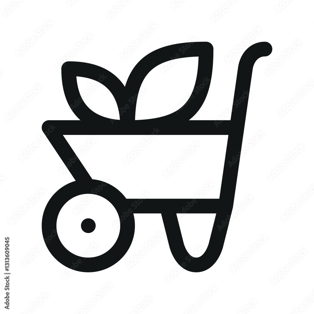 Poster gardening ui icon, garden cart simple line user interface vector symbol