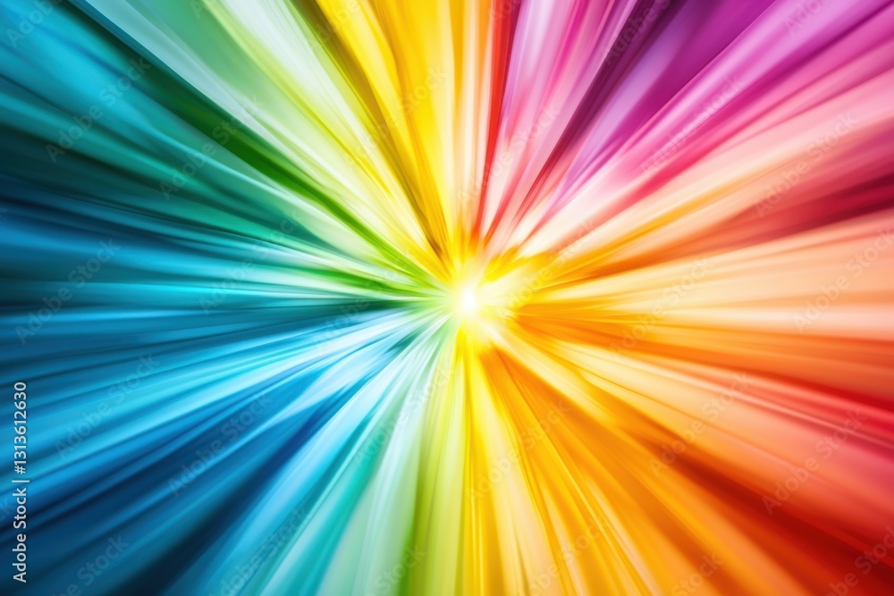Aufkleber a vibrant rainbow of light streaks emanating from a central point, creating a dynamic burst of color