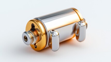 High-quality chrome-plated mechanism of a valve isolated on a white background. Generative AI