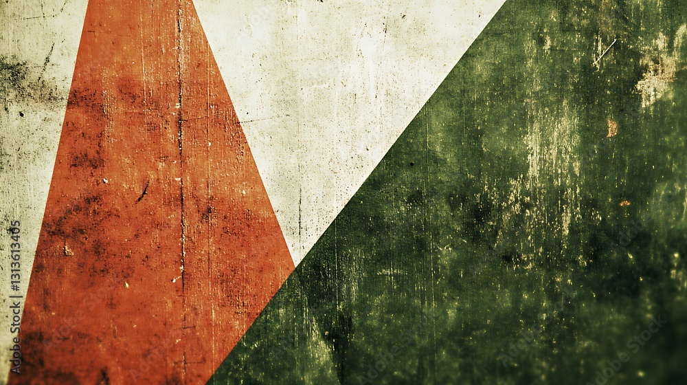 Poster angular abstract background with triangle shapes in orange and green