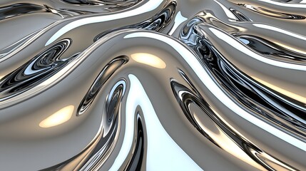 Fototapeta premium Abstract Swirling Metallic Liquid Silver and Gold Reflective Surface