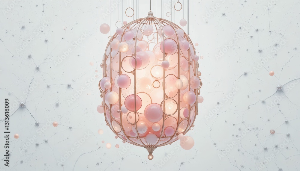 Poster elegant light fixture with soft glow and whimsical design elements