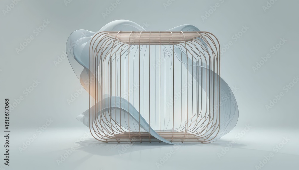 Poster abstract 3d sculpture with soft curves and clean lines