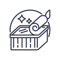 Illustration of easy-open packaging with a peel-off lid and sparkles, symbolizing convenience.