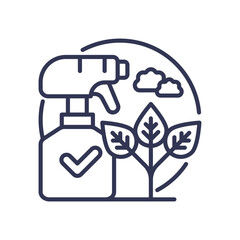 Eco-friendly spray bottle and plant symbolize sustainable pest control.