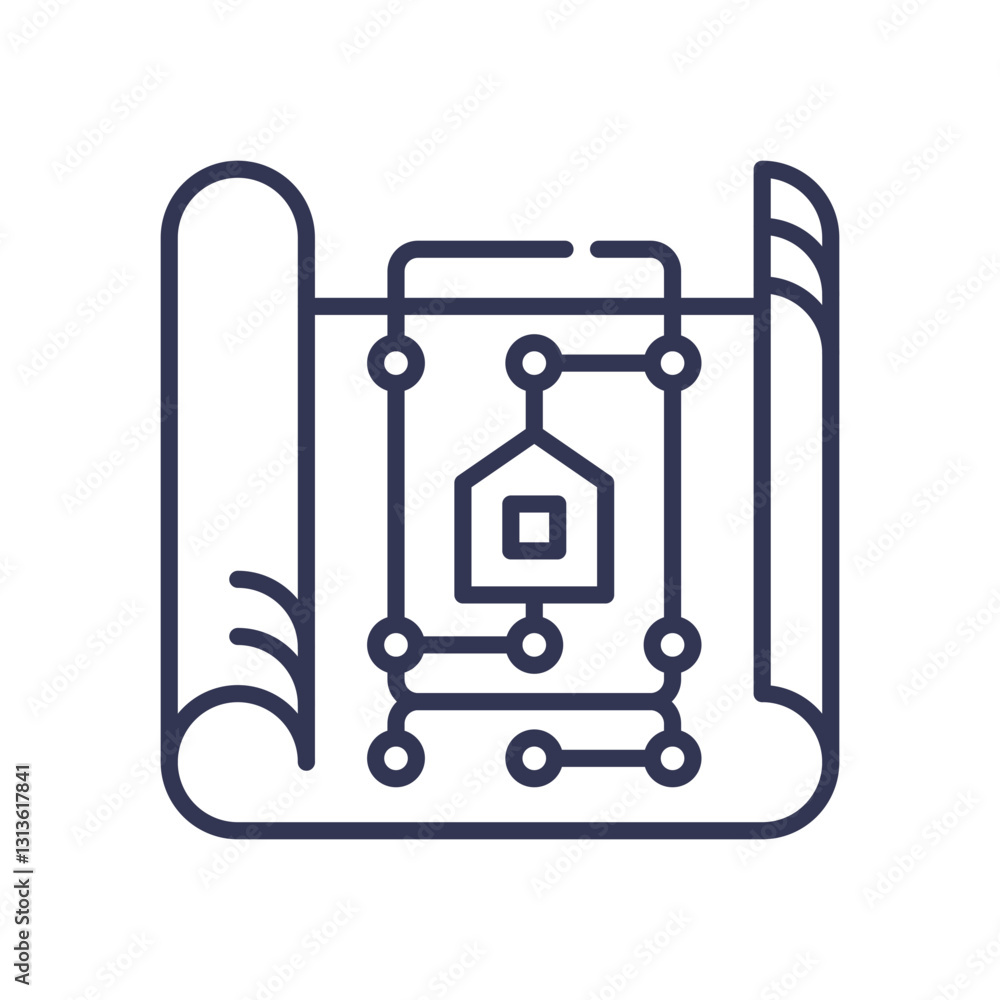 Aufkleber blueprint with circuit design symbolizes tech-driven real estate innovation.