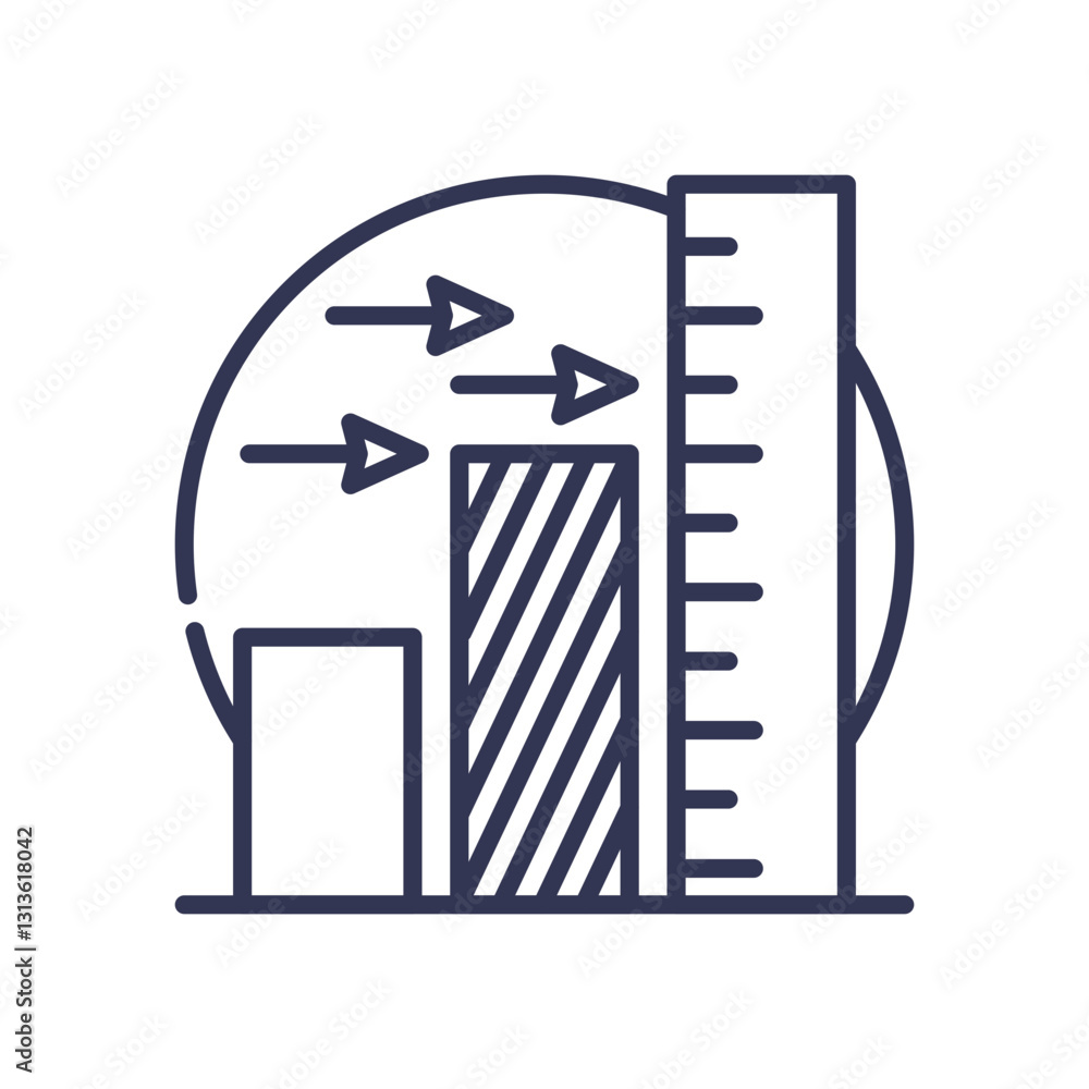 Aufkleber illustration of bar chart and ruler symbolizing measurement consistency and standardization.