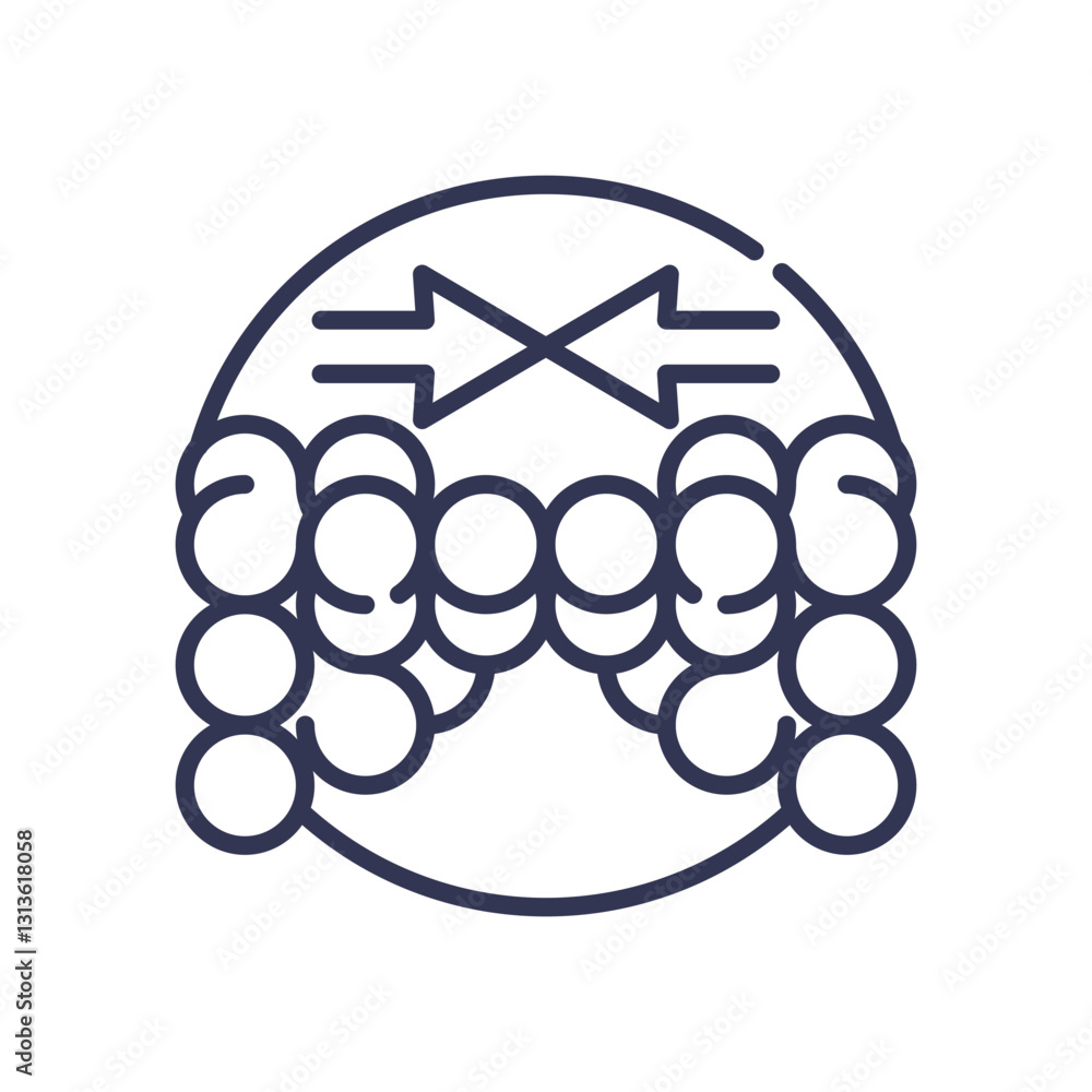 Poster abstract representation of molecular bonding with interconnected circles and arrows.