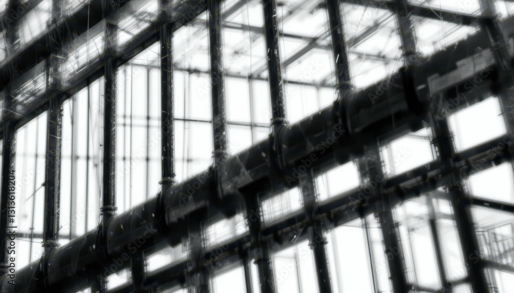 Poster abstract view of industrial architecture with steel framework