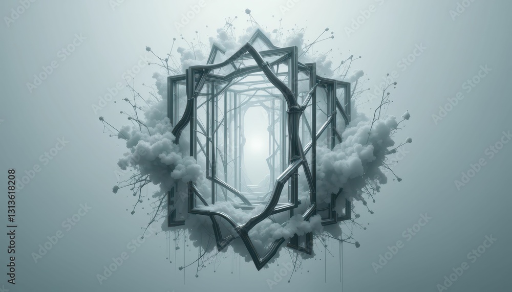 Aufkleber abstract dreamy portal with clouds and frames in soft light