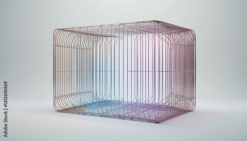 Poster minimalist wire cage structure with soft gradient background