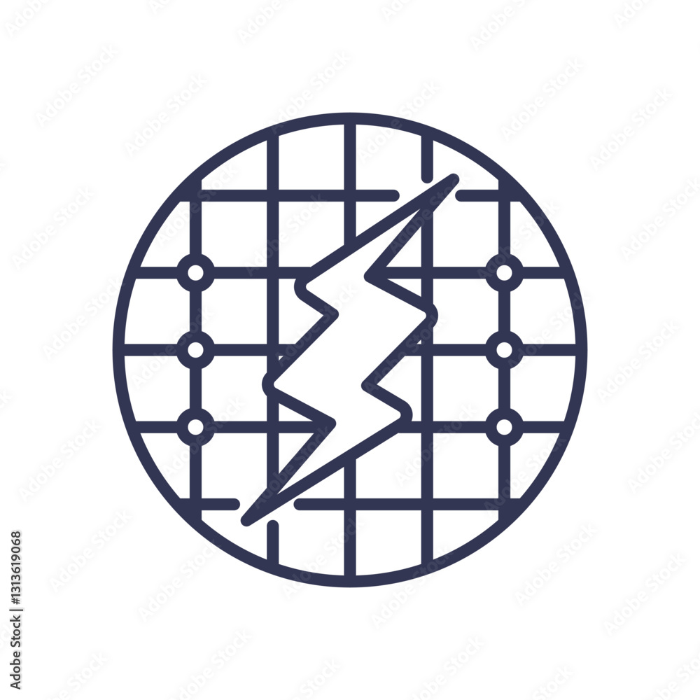 Poster a globe with a lightning bolt symbolizes global speed and efficiency.