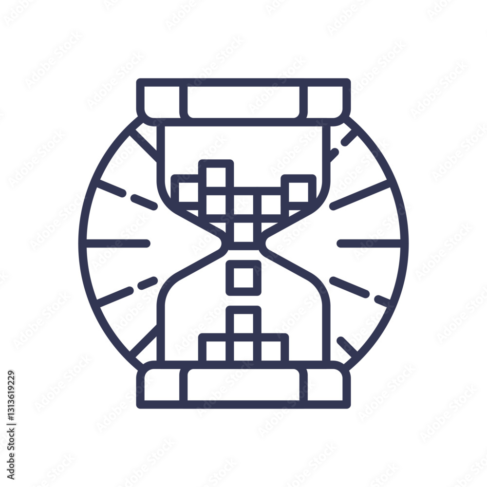 Aufkleber hourglass with pixel blocks symbolizes efficient time management.