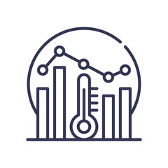 Graph and thermometer symbolize temperature trends and data analysis.