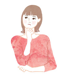 腕組みをする女性　正面　水彩　ベクター