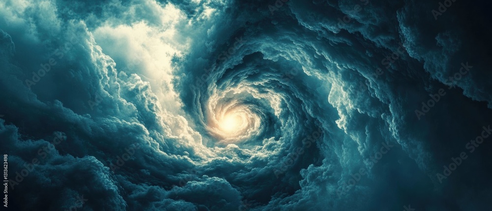 Aufkleber majestic swirling clouds creating a vortex of light and wonder with intricate textures and deep blue