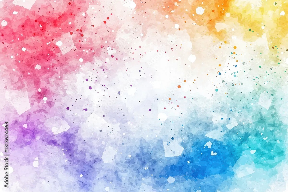 Poster vibrant watercolor background with splatters and splashes of multiple colors creating a dynamic and 