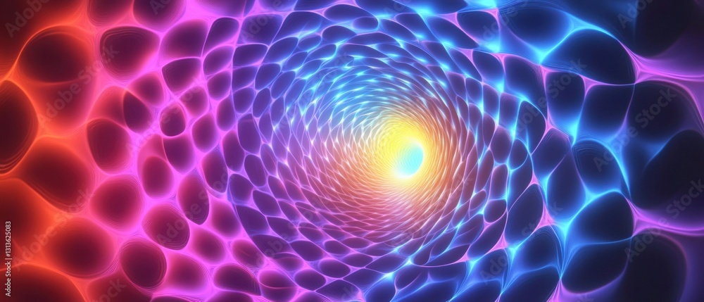 Poster swirling vibrant patterns with blue, pink, and yellow light creating a 3d abstract background for ar
