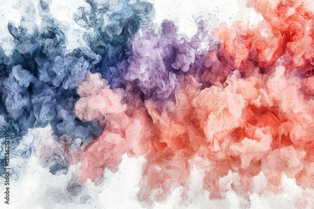 Poster artistic visualization of colorful smoke or clouds blending together, creating a soft and ethereal a