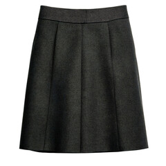 Black High-Waisted Wool Skirt with Tailored Fit Isolated on Transparent Background