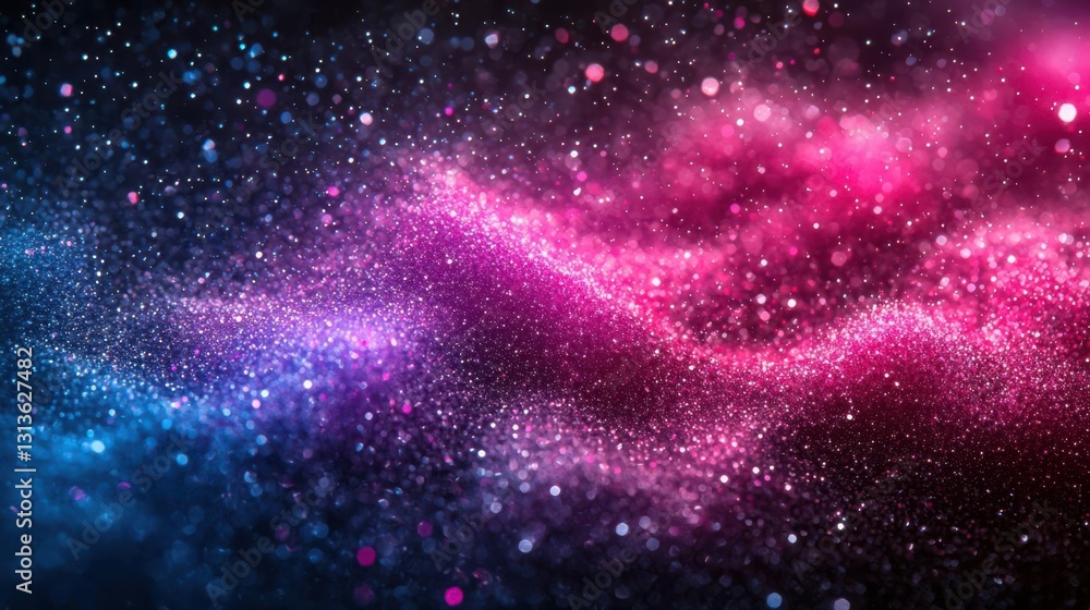 Poster a background of glowing particles and bokeh lights in various colors, creating an ethereal and magic