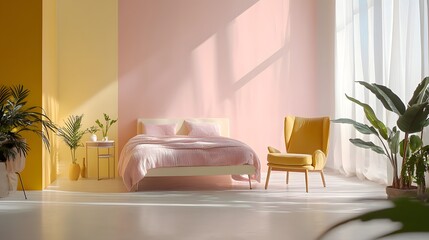 24. A stylish pastel transition from buttery yellow to rose quartz, bringing warmth and comfort