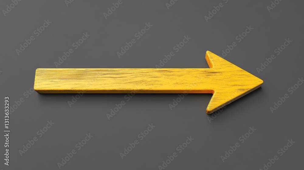 Poster golden arrow right direction pointer guide wayfinding sign