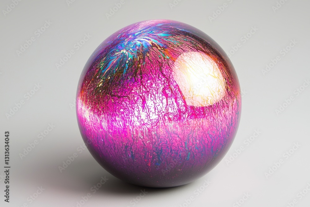 Poster a mesmerizing sphere with vibrant pink, magenta and purple hues with intricate patterns, casting a s