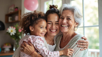 Heartwarming Family Embrace: Celebrating Generations on Special Occasions like Mother's Day or Birthdays