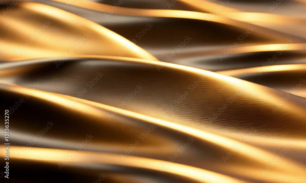 Poster a close-up view of shimmering golden waves representing luxury and elegance. the flowing texture cre