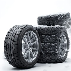 Sturdy Winter Tires Ready To Conquer Snowy Roads, Showcasing Their Aggressive Tread And Reliable Grip In A Crisp, Snowy Scene