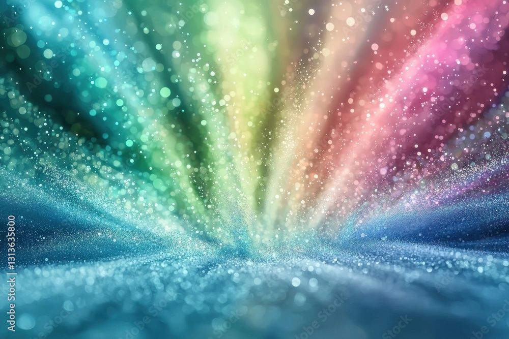 Poster a vibrant spectrum of pastel colors radiates from an undefined point, creating a magical and etherea
