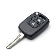 A Sleek Black Car Key Promising Adventures And Freedom, Ready To Unlock New Journeys Against A Clean White Backdrop