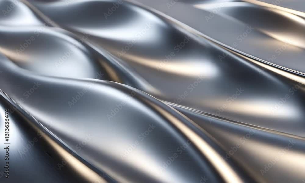 Poster a close-up view of flowing metallic textures creates a captivating visual. the interplay of light an