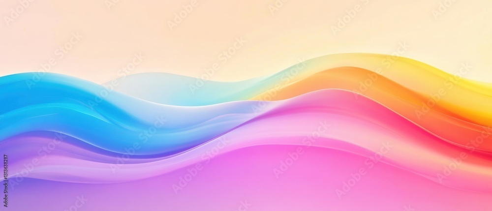 Poster abstract pastel waves flowing in bright colors creating a serene and tranquil background ideal for c