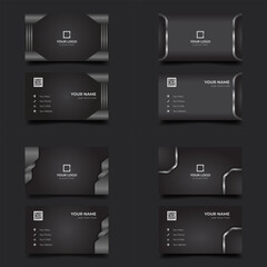 Dark Grey Silver Business Card Set Design