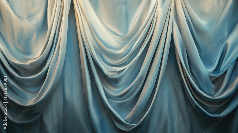 Aufkleber elegant draped fabric in soft blue tones creating a serene and luxurious backdrop for events and int
