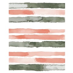 Fototapeta premium Abstract Watercolor Stripes Pale Peach, Sage Green, and Gray Horizontal Brushstrokes.