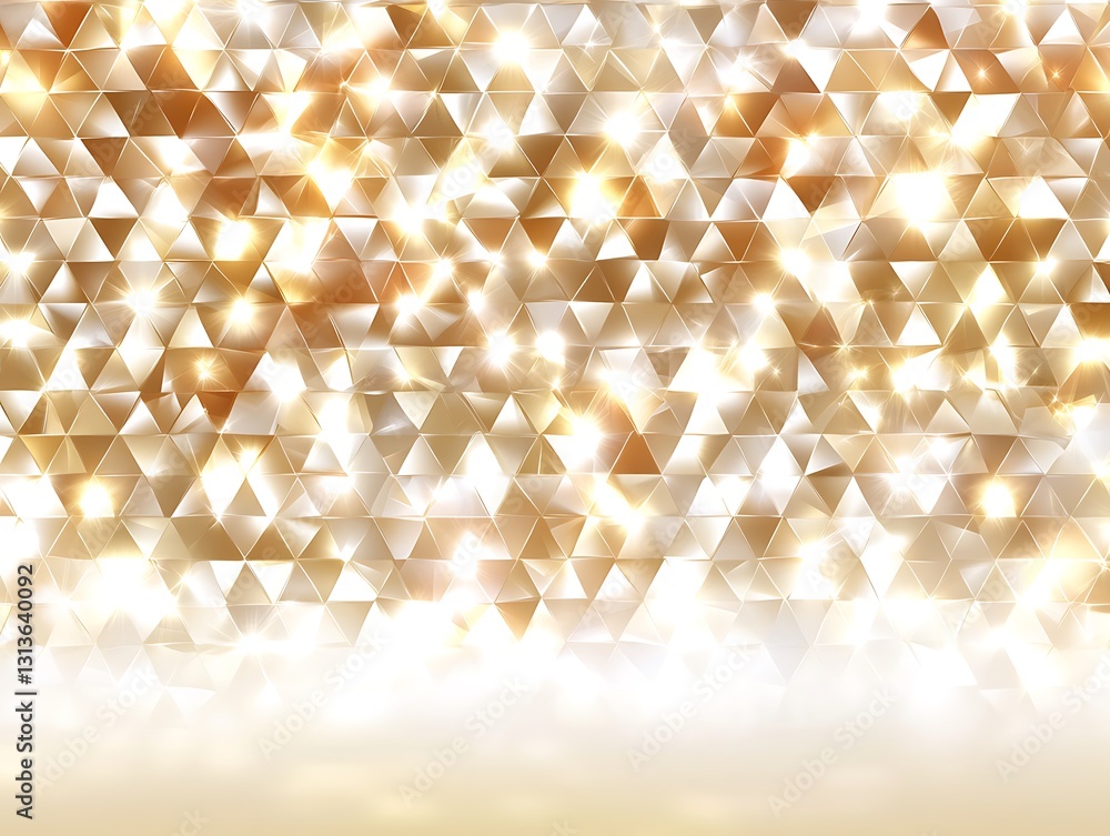 Poster golden geometric backdrop featuring glittering triangular patterns