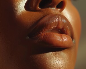 Obraz premium Close-up perfect beautiful female lips. AI generative