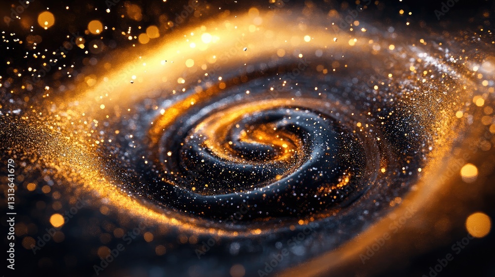 Poster A fizzy swirl of cola with sparkling bubbles in a vortex motion, set against a dark background for a captivating, dynamic visual.