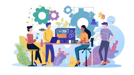 Indoor meeting room in office for teamwork of business. Conference to decide vision for management strategy to be successful investment company. Businessman workplace for commercial governance. AIG53.