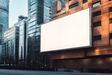 Obraz premium Blank White Vertical Large Billboard on Public Forum Square