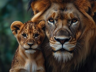 Naklejka premium Fatherly Love in the Savannah Oasis