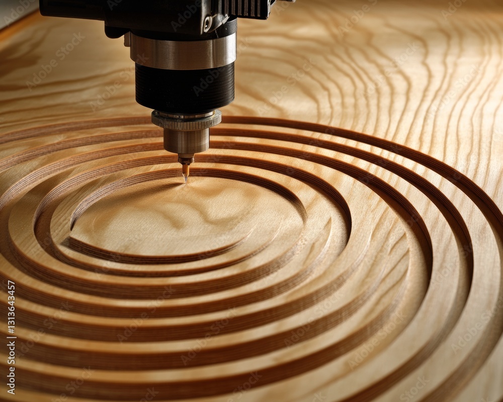 Aufkleber cnc machine engraving concentric circles precision engineering in timber carving showcase