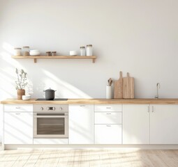 Modern White Kitchen with Wooden Accents
