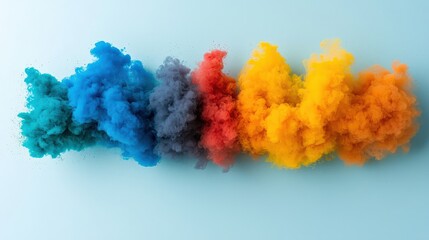 Fototapeta premium Colorful smoke plumes against a light background.